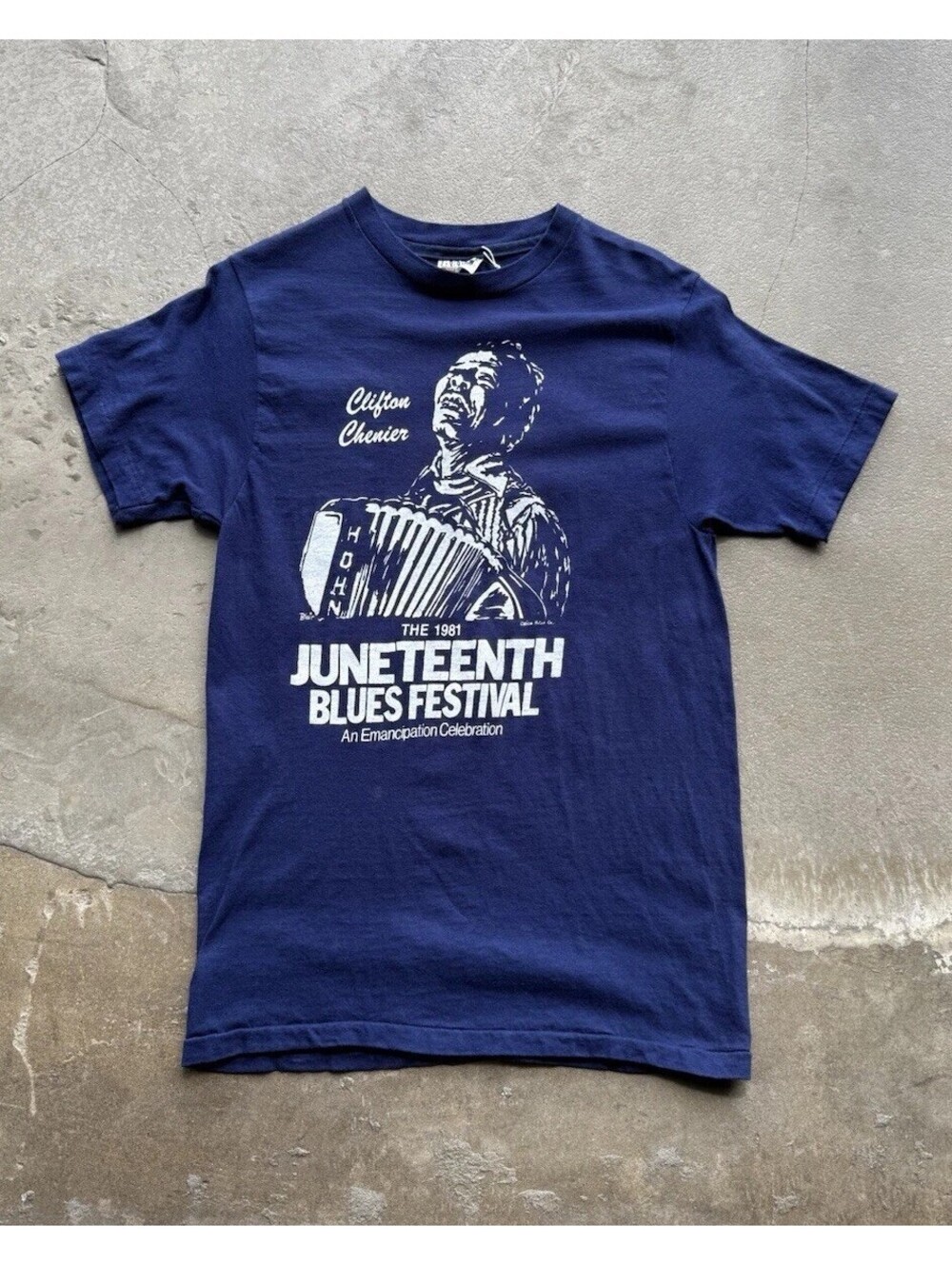 Vintage 80s Clifton Cherier Juneteenth Blues Festival Tee T Shirt Single Stitch